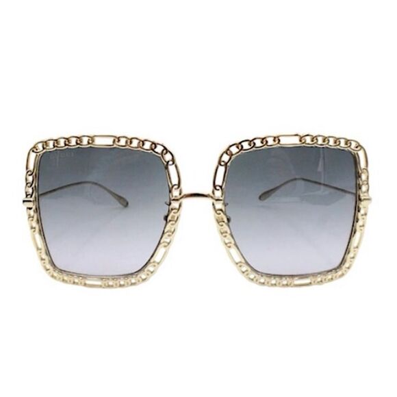 Gucci Sunglasses Square-Frame Chain Gold Tone Metal GG1033s 002 - Picture 1 of 13